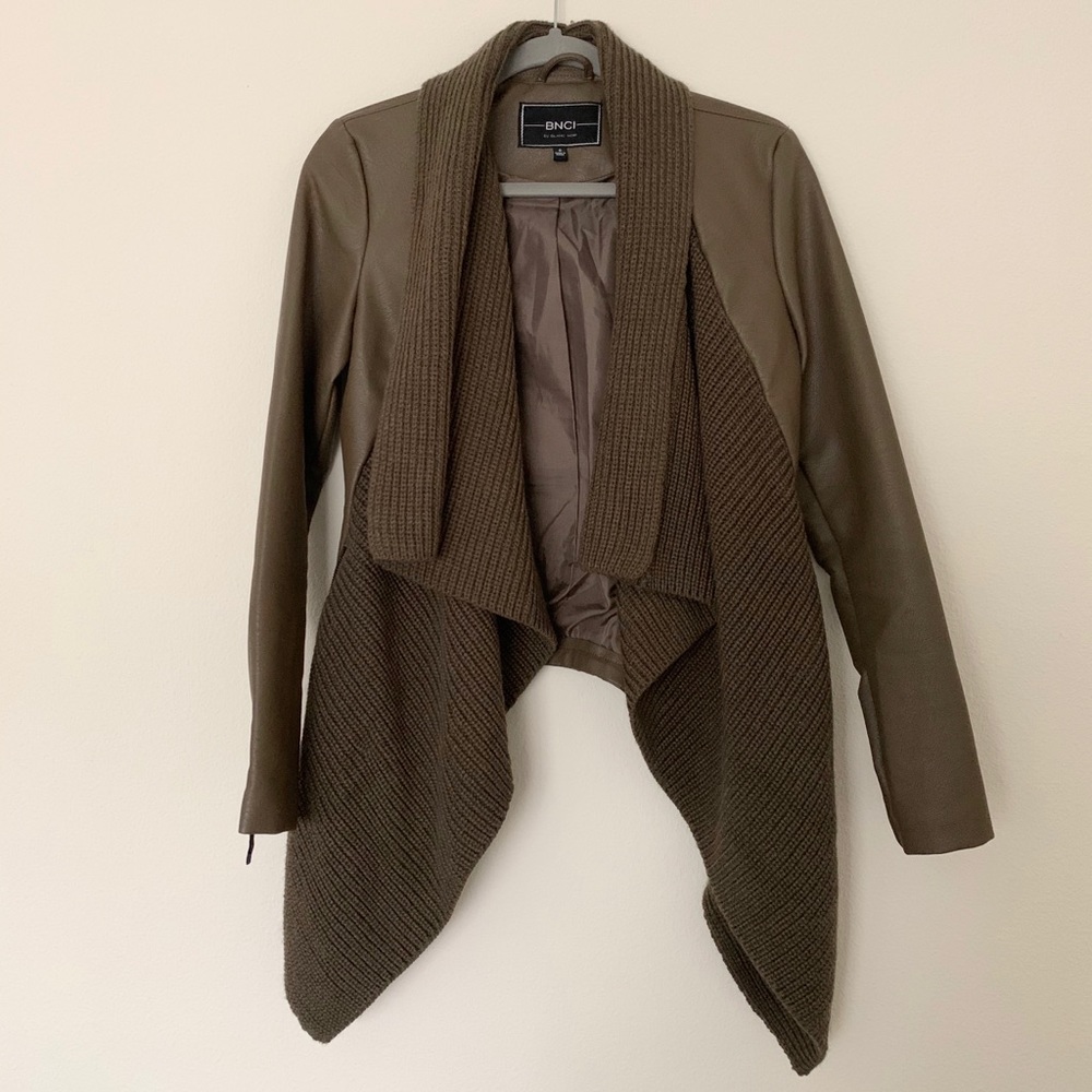 BNCI Faux Leather and Sweater Jacket